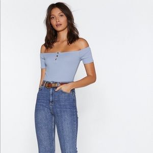 Ribbed Off Shoulder Bodysuit